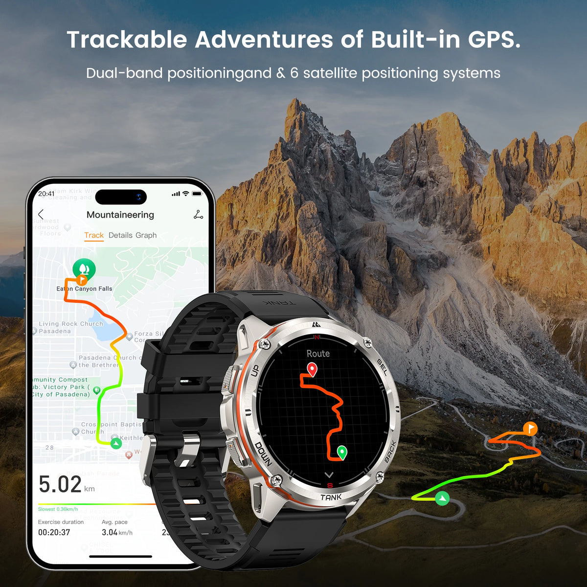 KOSPET TANK T3 Ultra GPS Rugged Smartwatch With Fitness Tracking