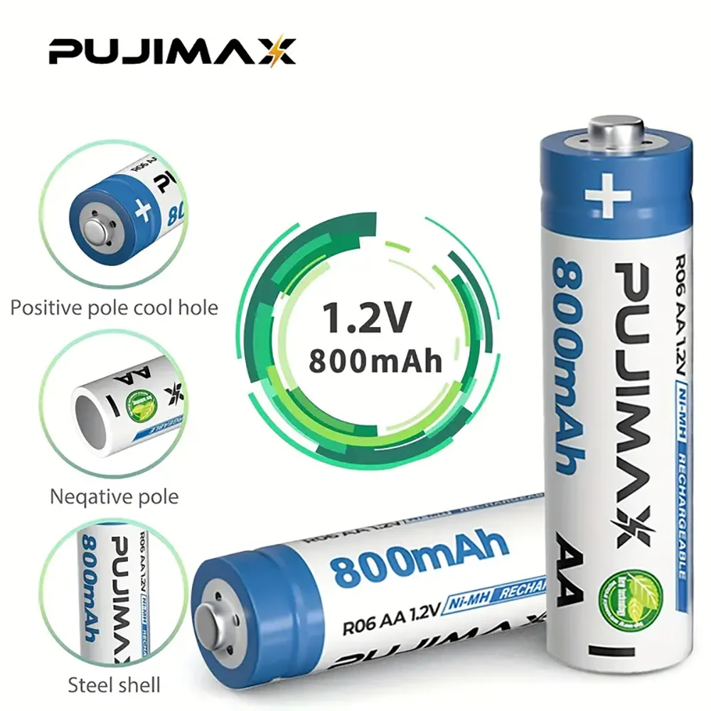 PUJIMAX Ni-MH Rechargeable Batteries for Solar Lights and Devices