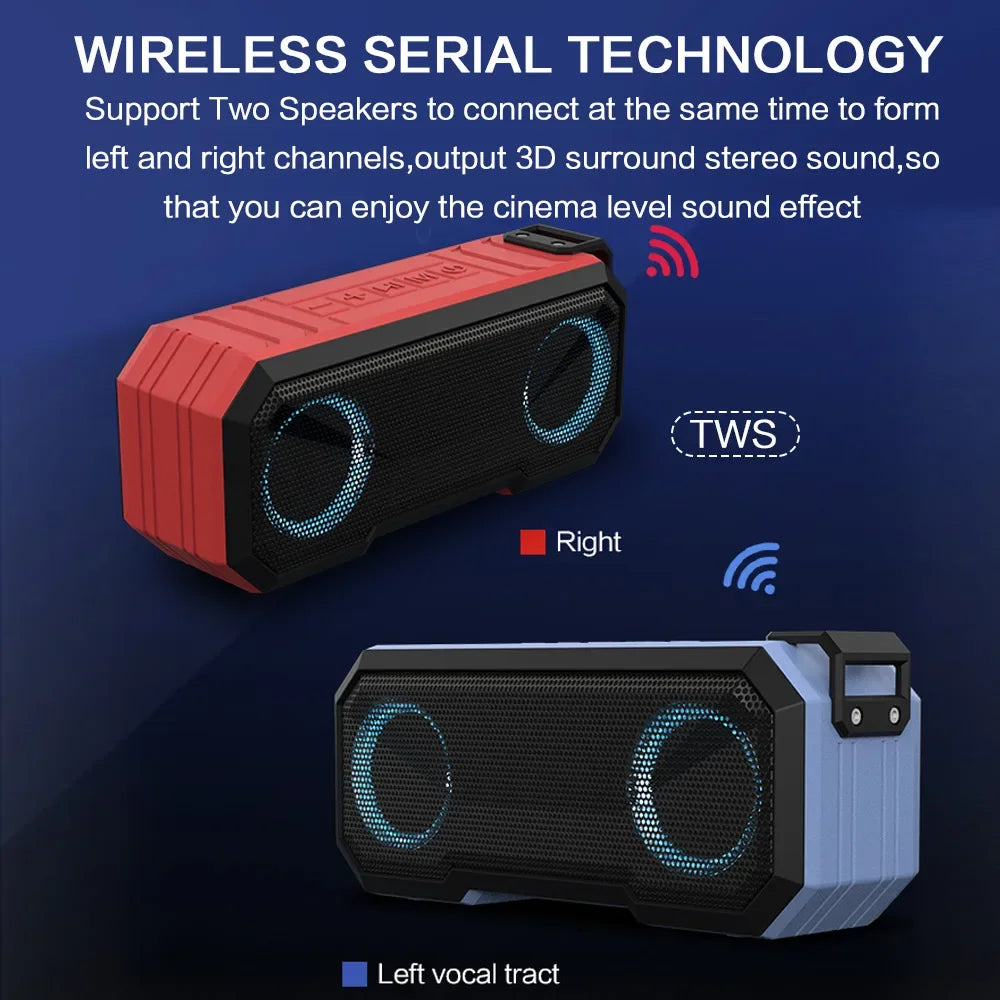 STONEGO Waterproof Bluetooth Speaker With LED Light And Stereo Bass