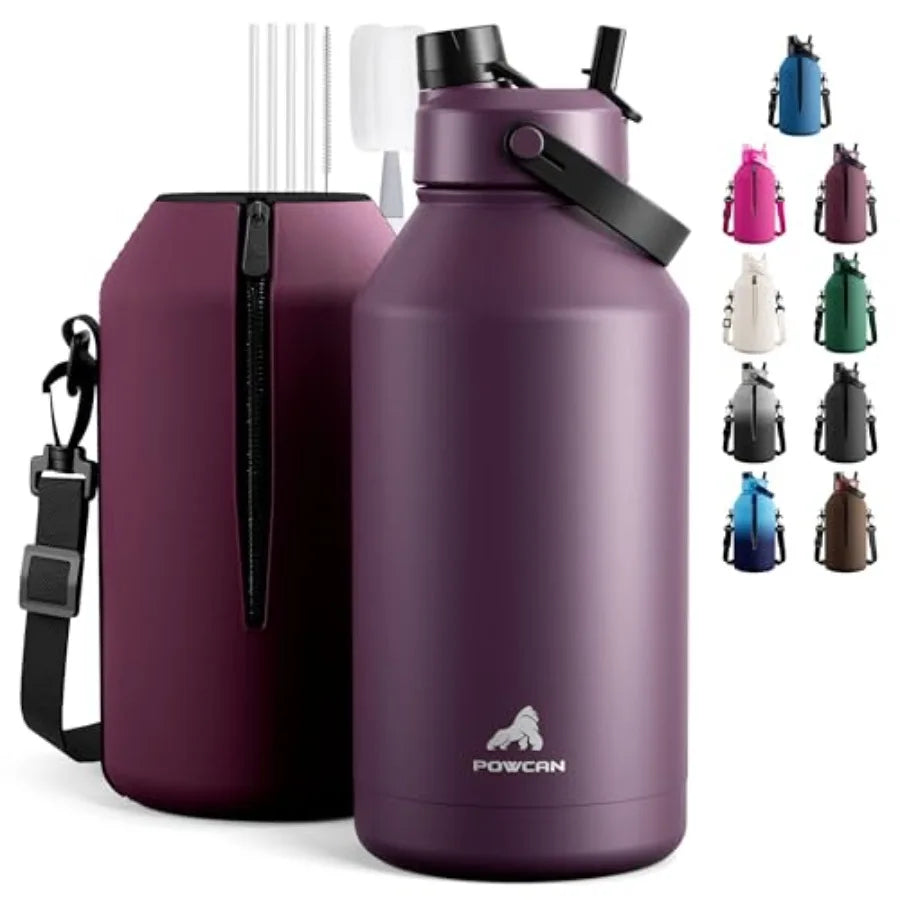 Insulated Water Bottle With Straw And Spout Lid, Leakproof, BPA Free