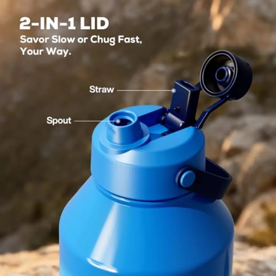 Insulated Water Bottle With Straw And Spout Lid, Leakproof, BPA Free