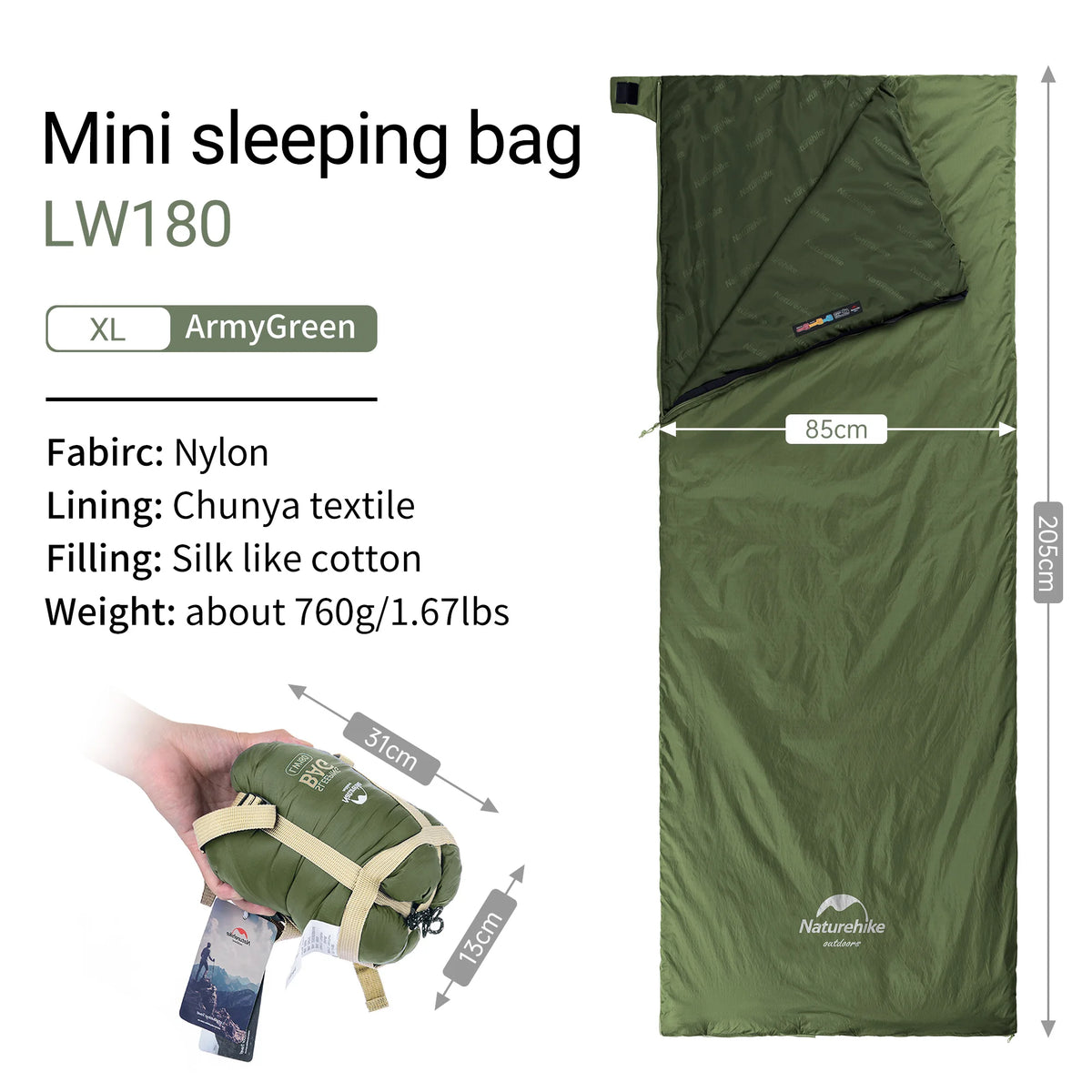 Naturehike Ultralight Envelope Sleeping Bag For Camping