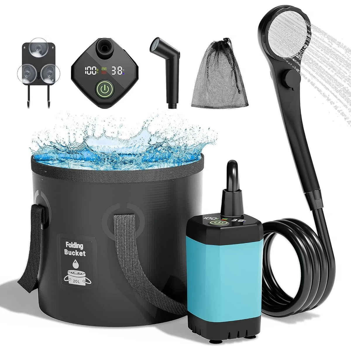 MORIKO Portable Rechargeable Camping Shower With LED Display
