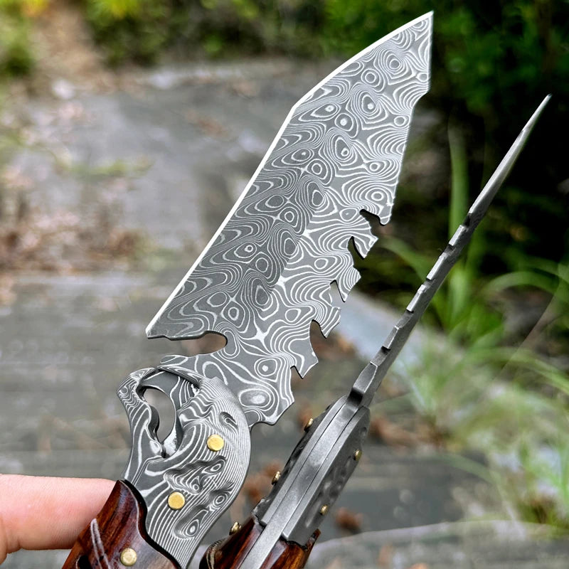 ALVELY Damascus Steel Fixed Blade Outdoor Survival Knife