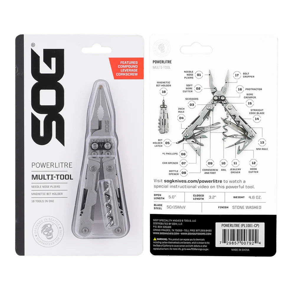 SOG PowerLitre Multifunctional Pocket Tool For Camping and Travel