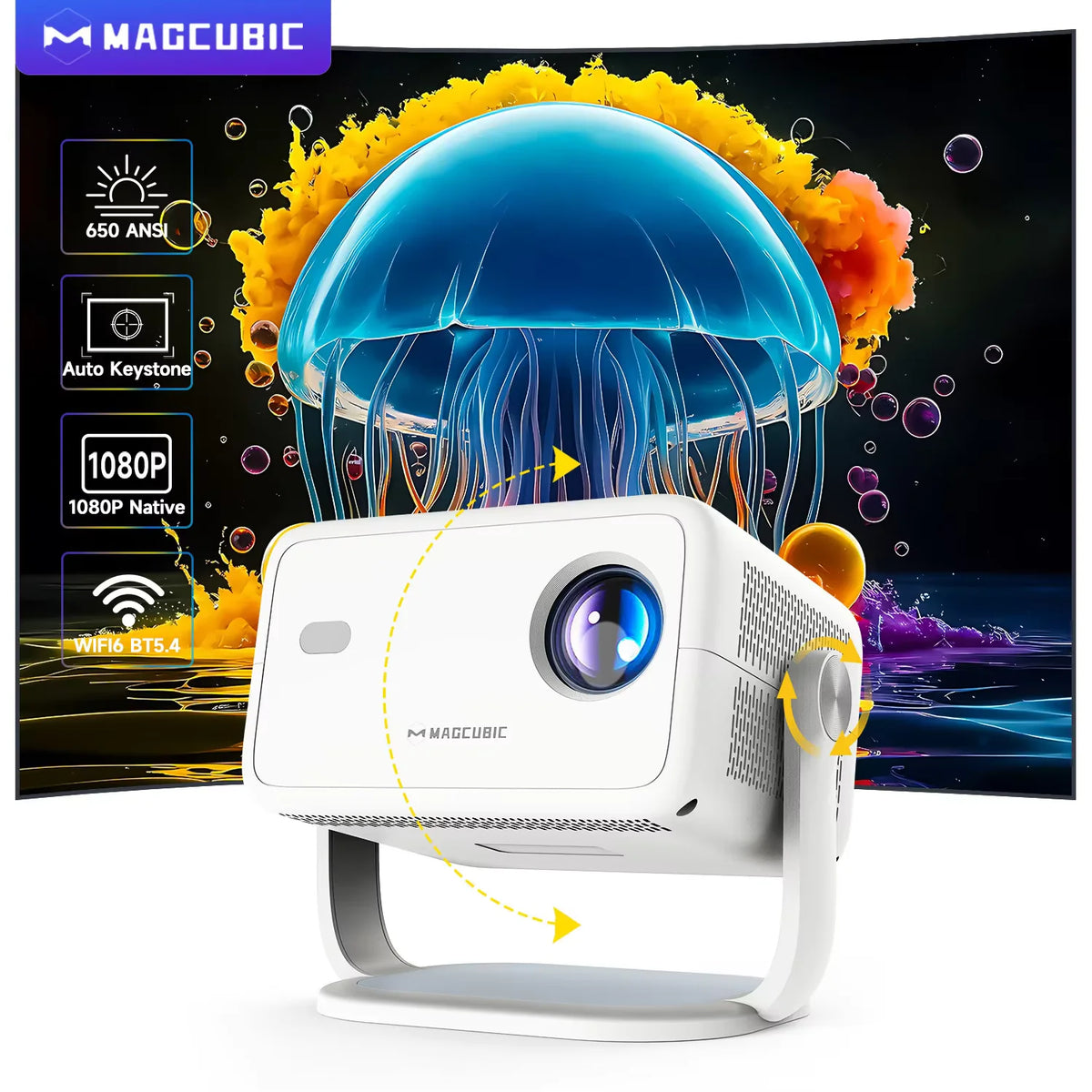 Magcubic 1080P 650 ANSI Android Projector With Auto Keystone Correction