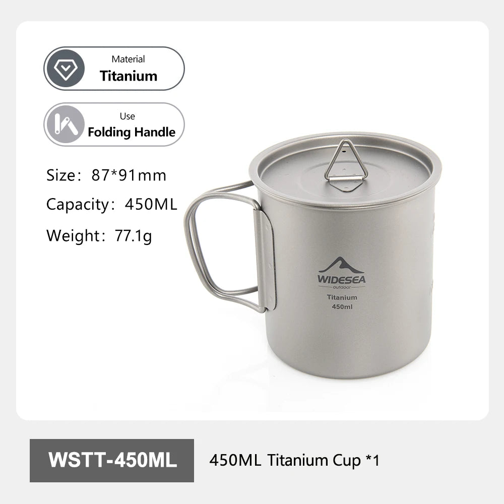 Widesea Titanium Camping Cup With Foldable Handle