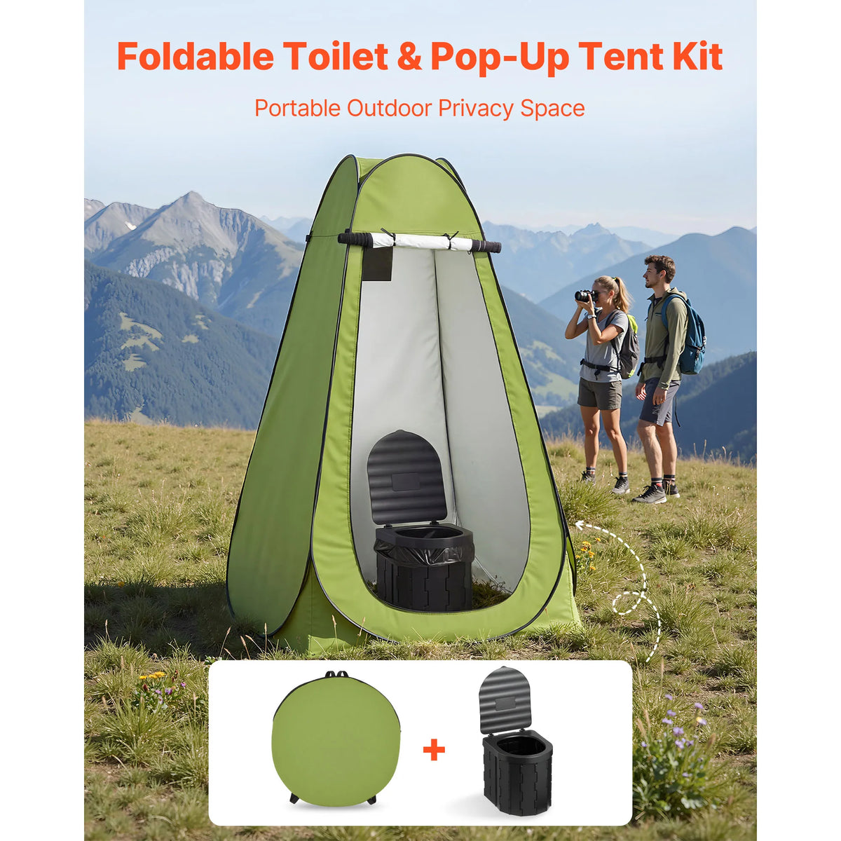 SucceBuy Portable Camping Toilet Kit With Pop Up Tent