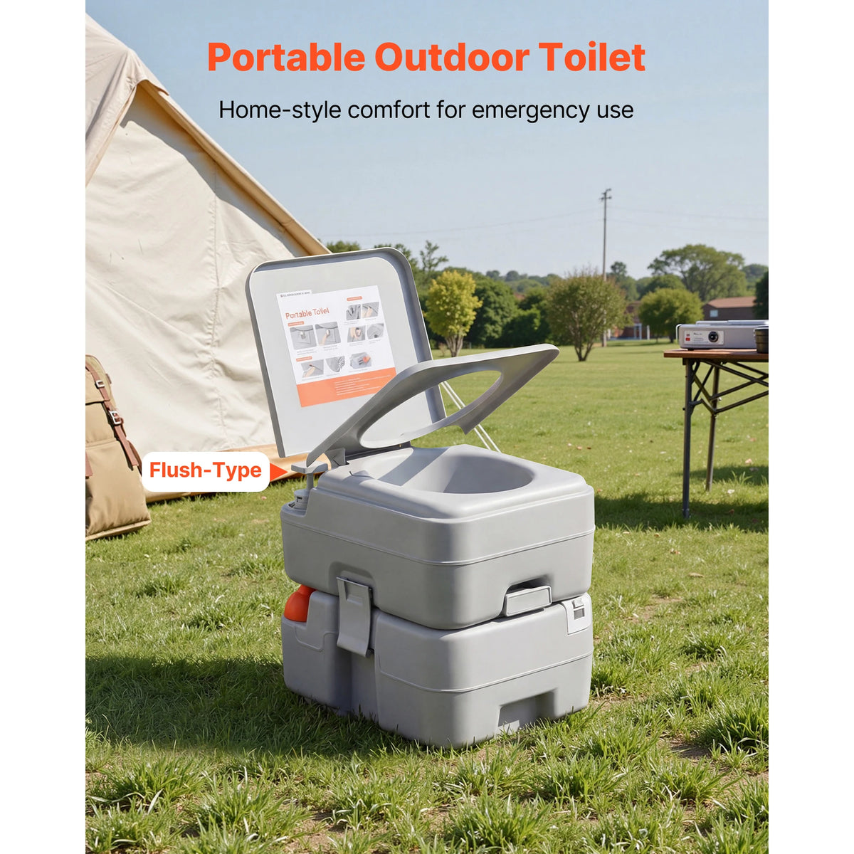 SucceBuy Portable Toilet With Detachable Waste Tank And Level Indicator