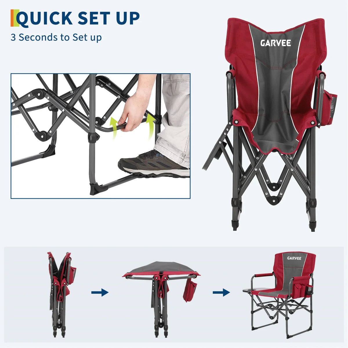 HiMiss Folding Director Chair With Side Table And Cup Holder