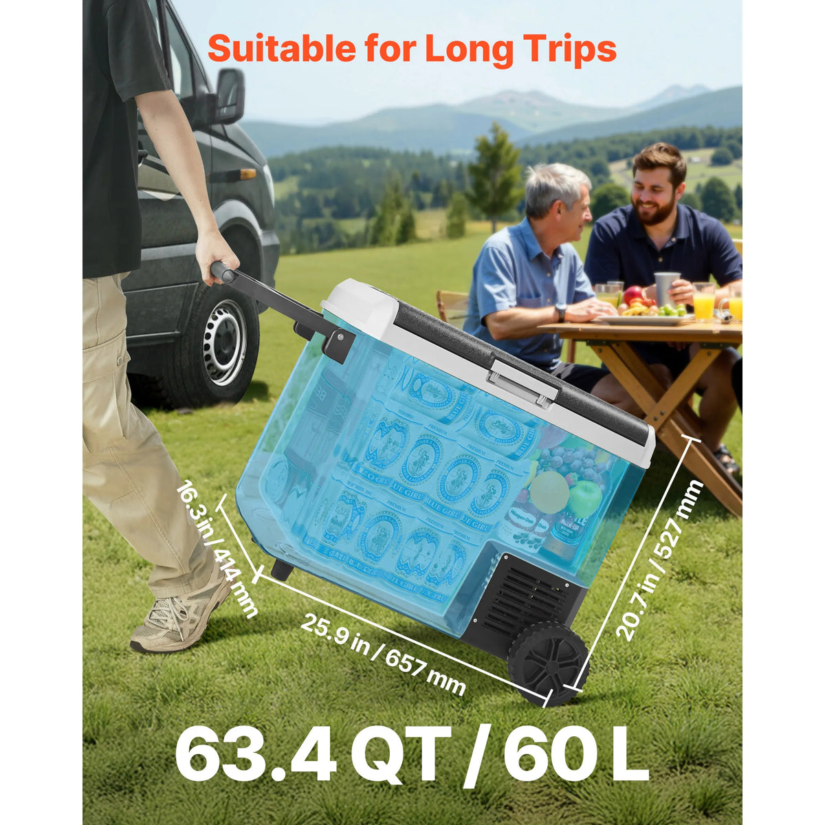 SucceBuy Portable Car Refrigerator With Wheels For Camping