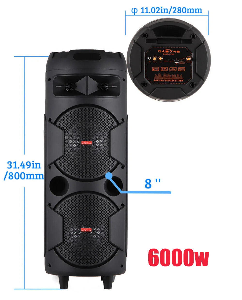 CURUK Portable Bluetooth Party Speaker With Bass And RGB Lights