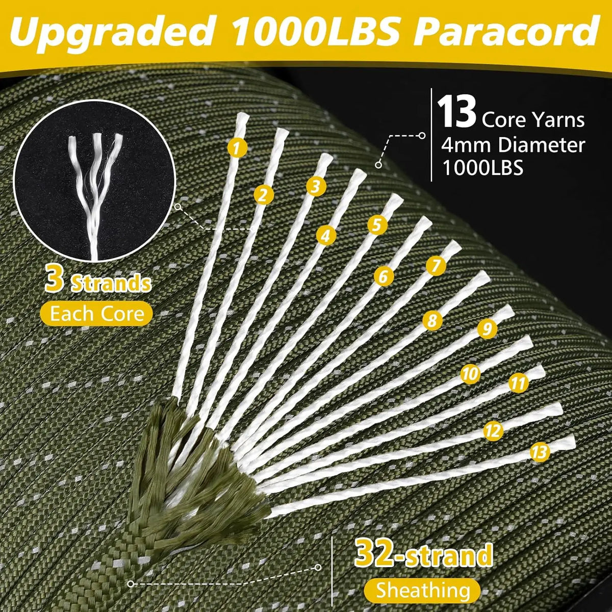 Reflective Heavy Duty Paracord Rope for Camping and Outdoor Use