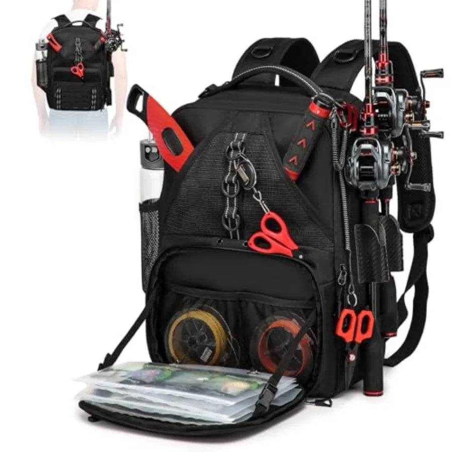 Fishing Tackle Backpack With Two Rod Holders