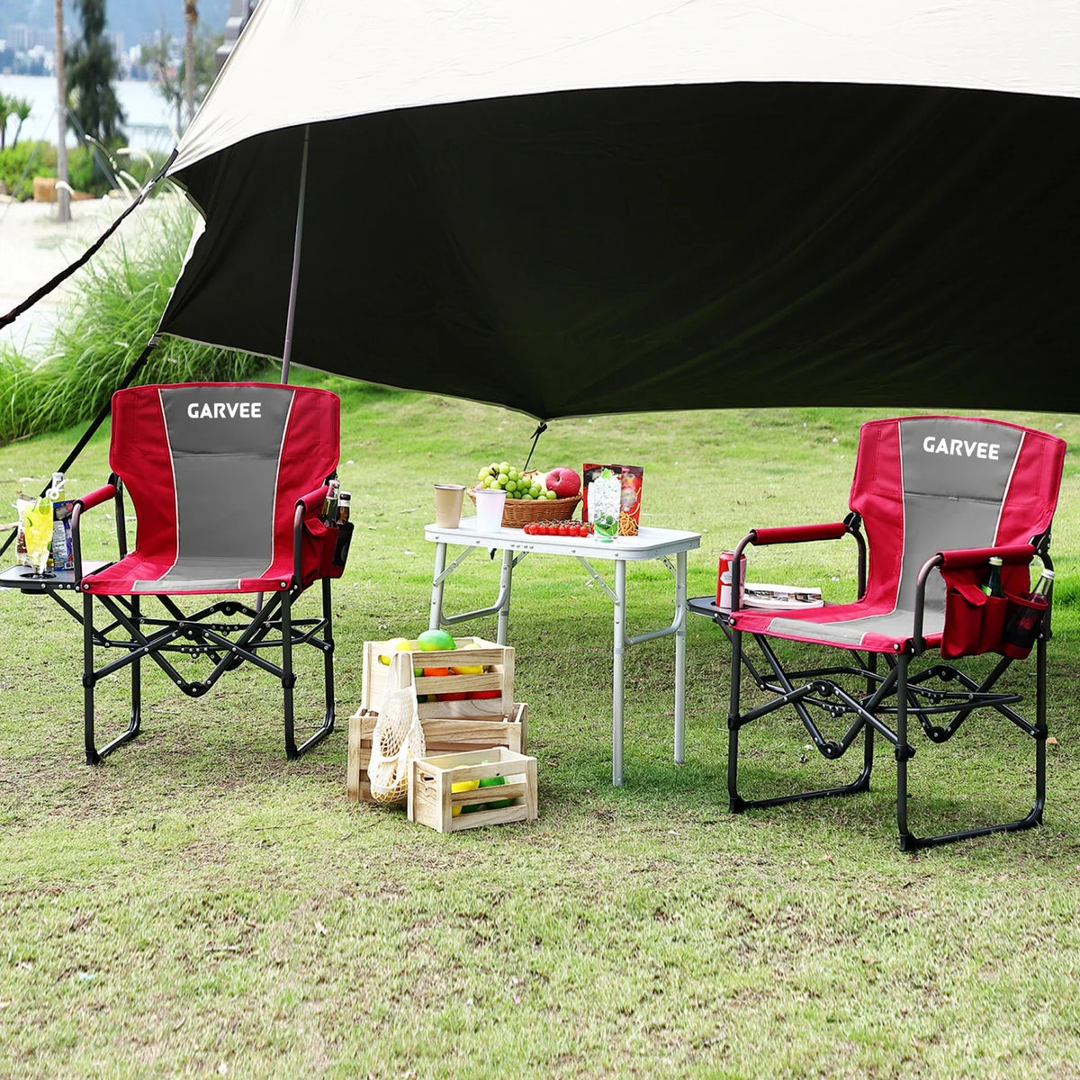 HiMiss Folding Director Chair With Side Table And Cup Holder
