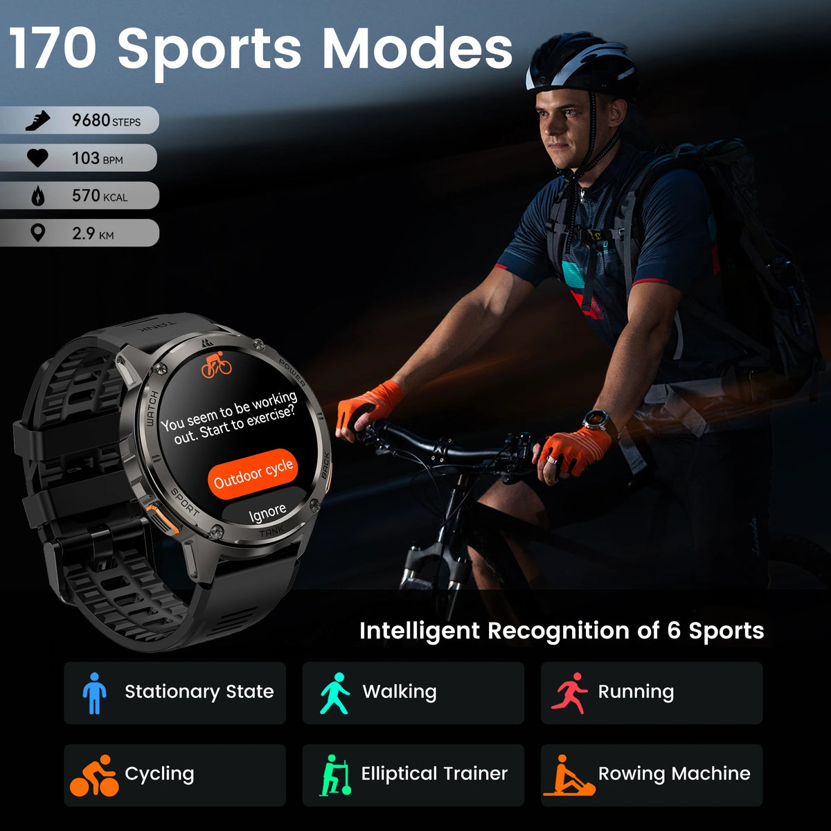 KOSPET TANK T3 Smartwatch With Bluetooth Calling And Fitness Tracking