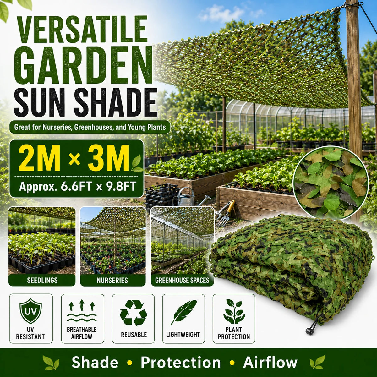Outdoor Camouflage Netting for Hunting, Camping, and Shade