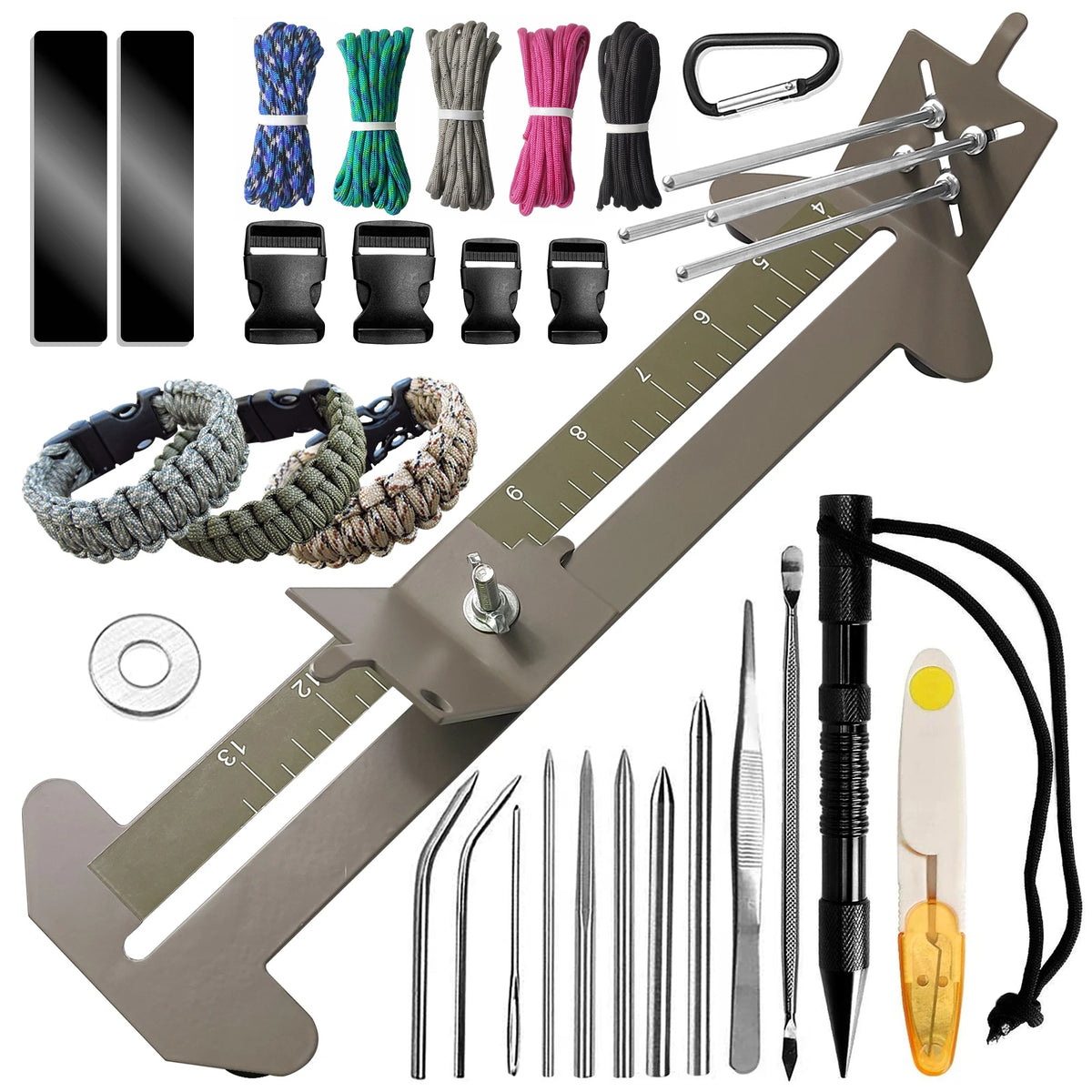 Paracord Bracelet Making Kit With Adjustable Jig And Marlin Spike