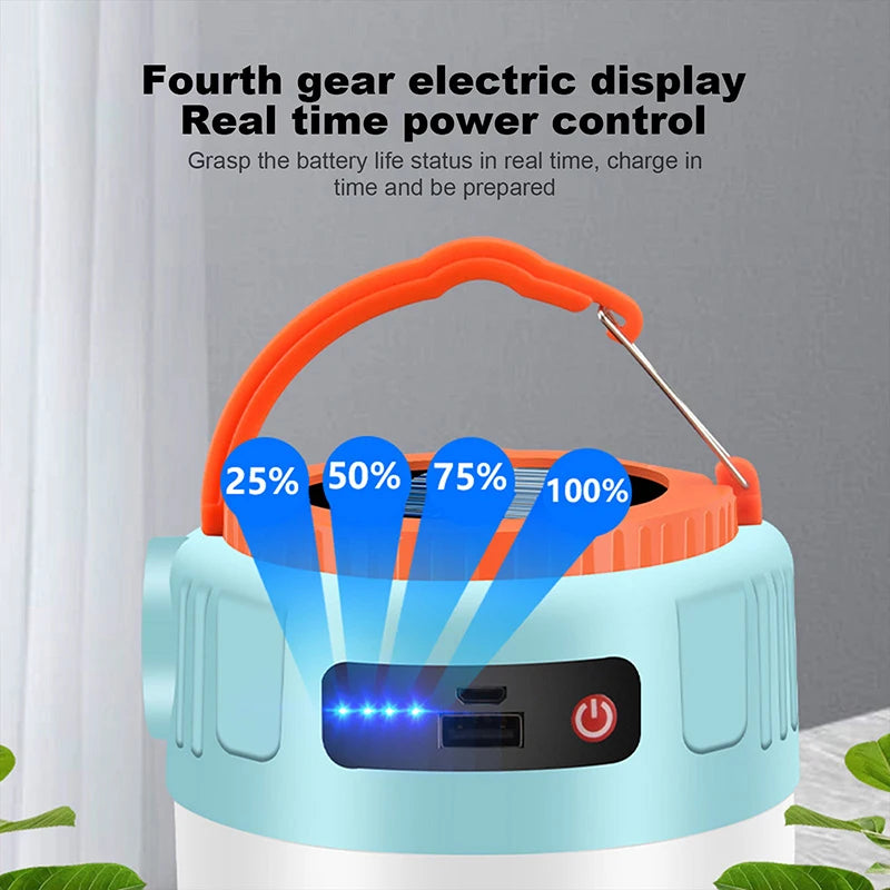 Waterproof Solar Camping Lantern with Remote Control and Power Bank