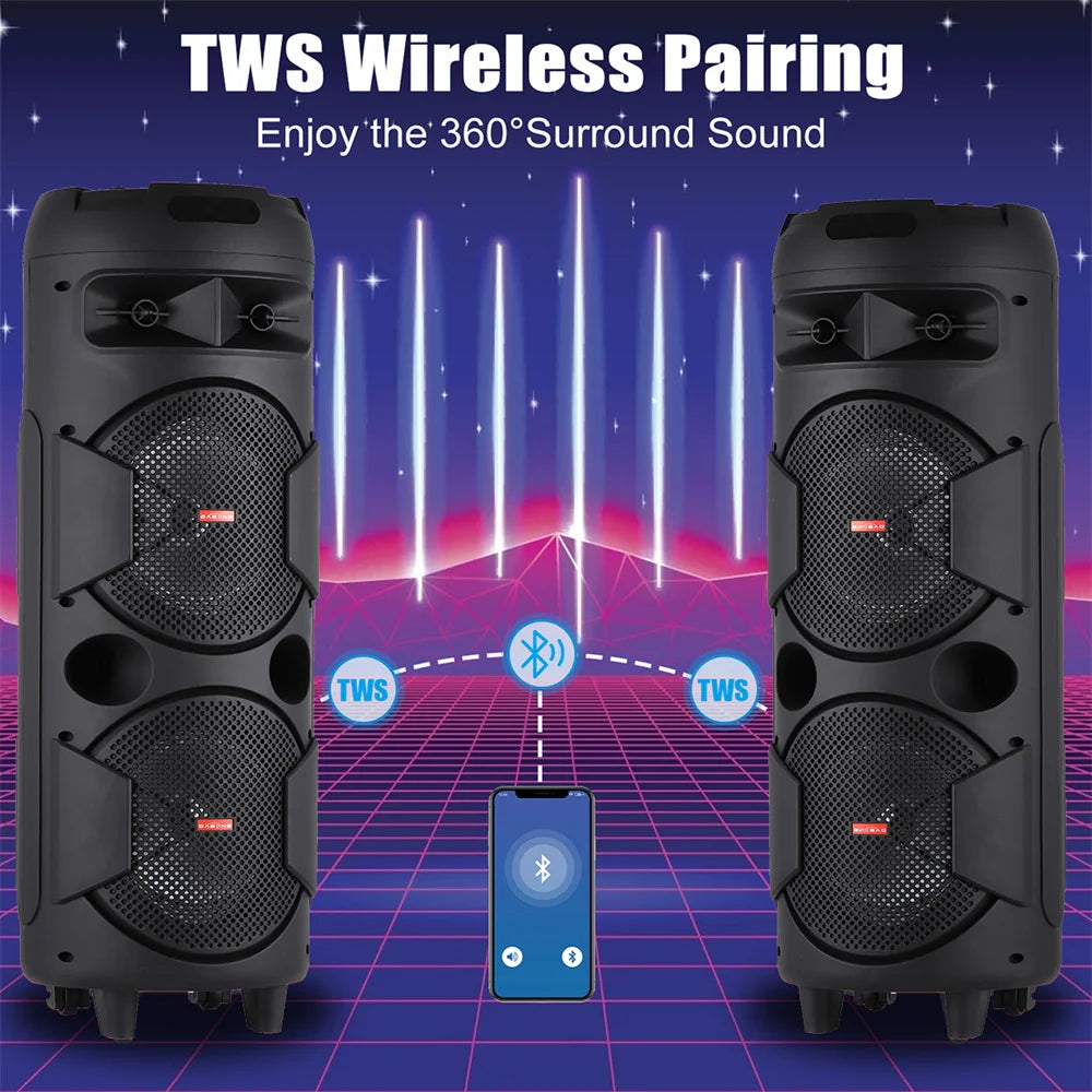 CURUK Portable Bluetooth Party Speaker With Bass And RGB Lights