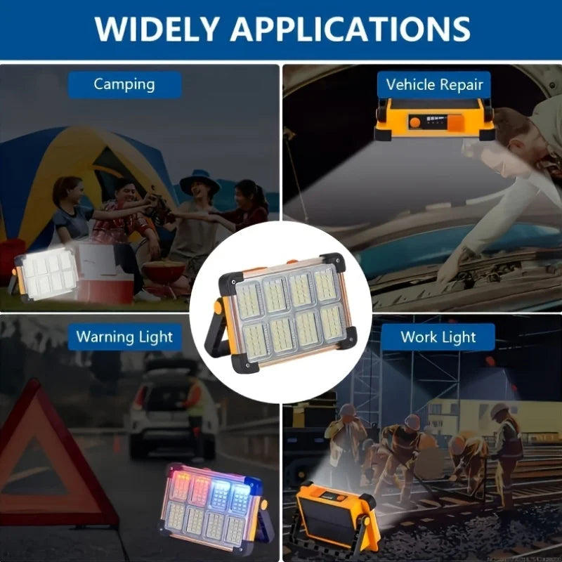 Morglad Rechargeable LED Solar Work Light for Camping and Emergencies