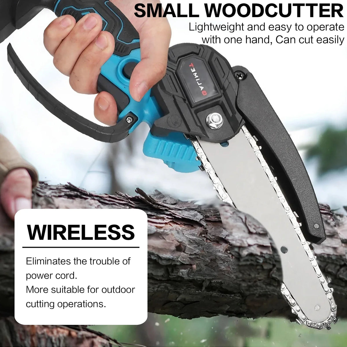 Cordless Rechargeable Handheld Pruning Chainsaw for Garden and Tree Trimming
