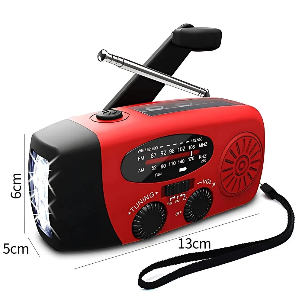 Solar Hand Crank Emergency Weather Radio With Power Bank Flashlight