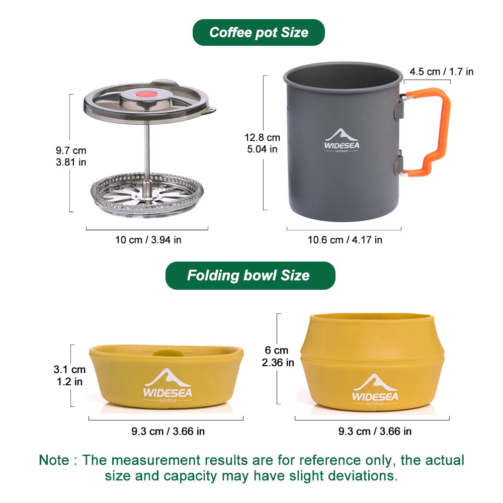 Widesea French Press Camping Coffee Pot With Foldable Bowls