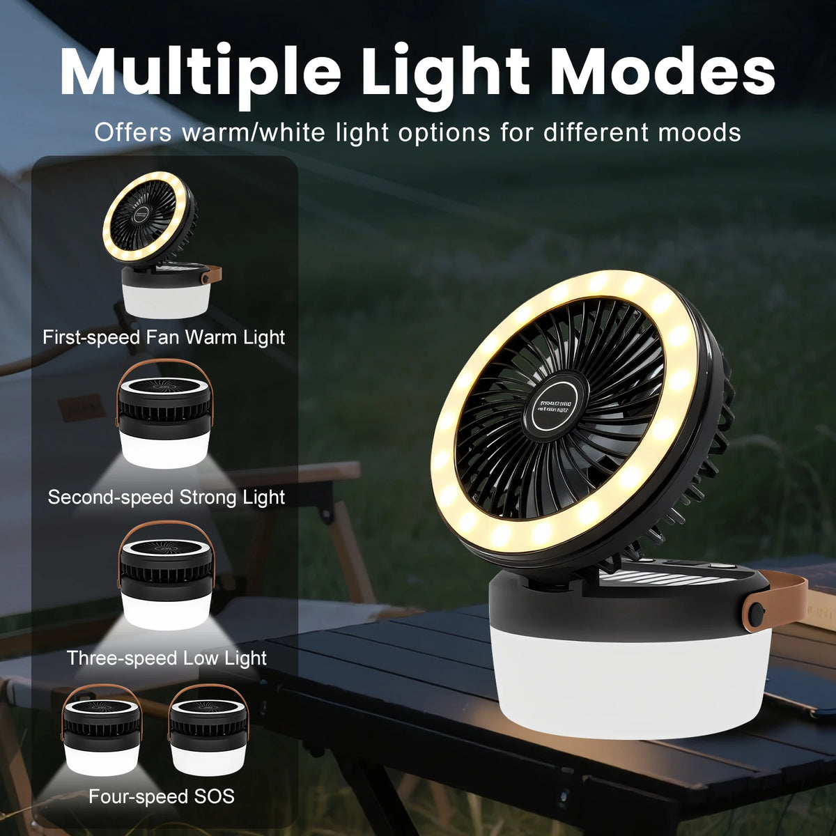 LED BARZ Solar Fan Lantern Camping Light With Emergency Power