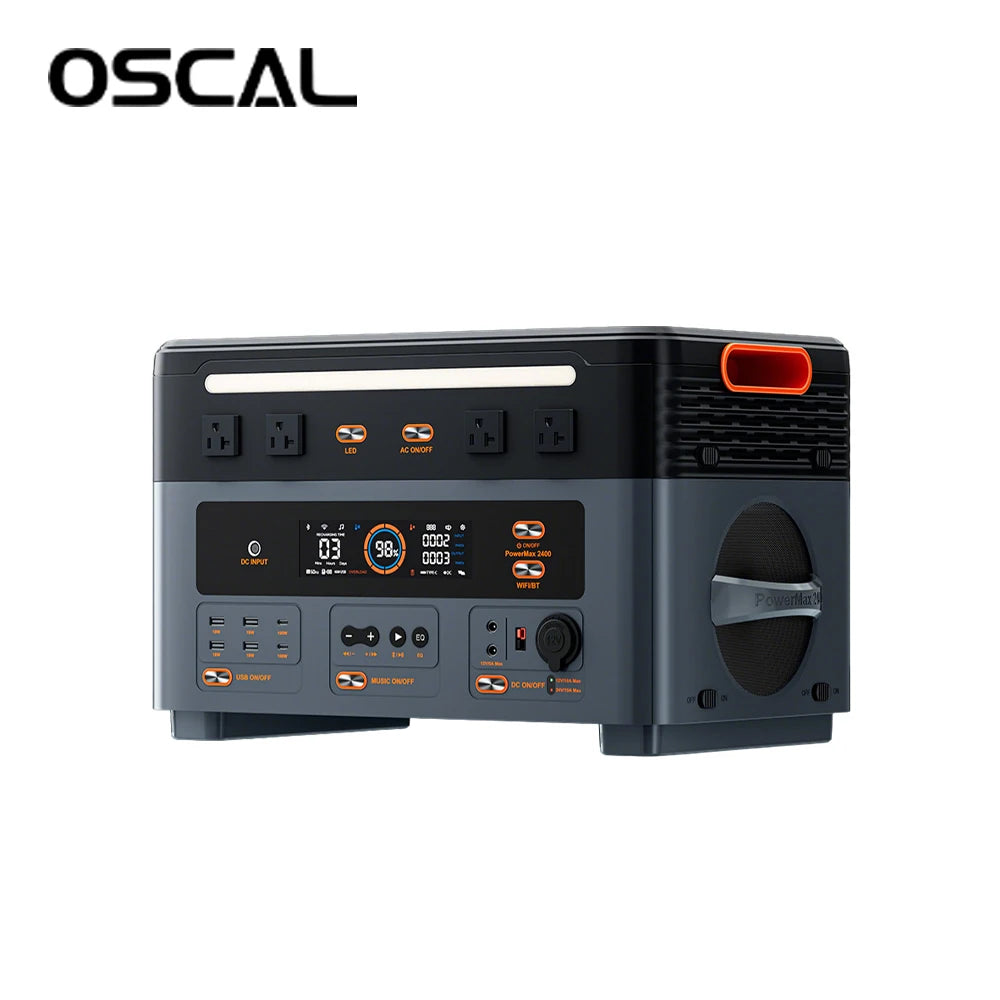 OSCAL PM2400 Portable Power Station With LiFePO4 Battery Backup