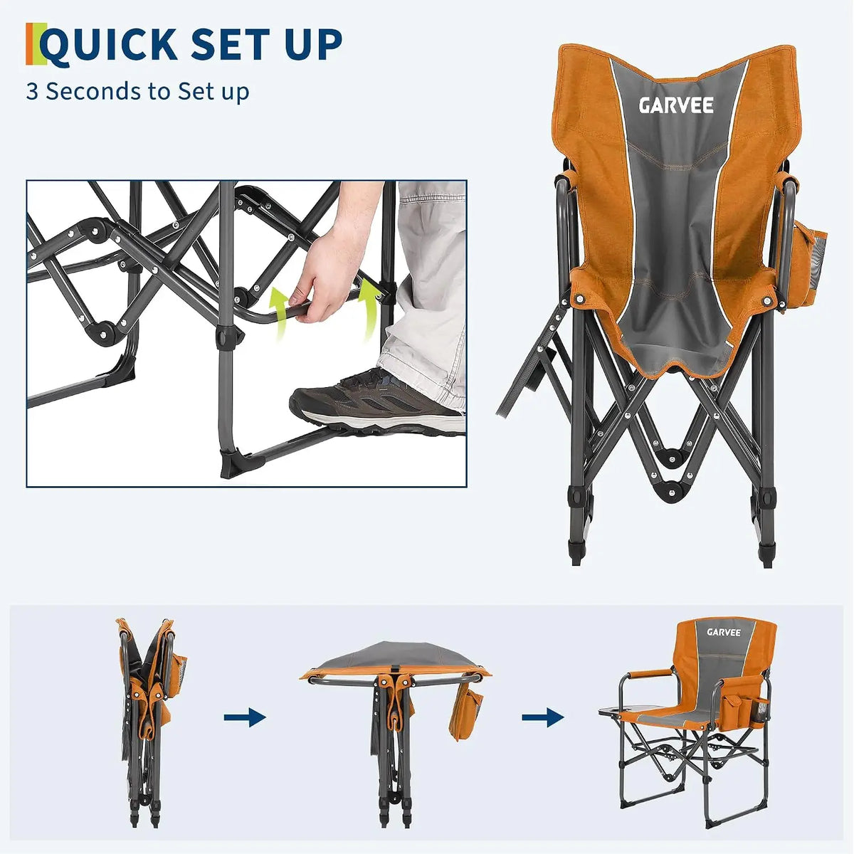 Tacleekii Portable Folding Camping Chair With Side Table
