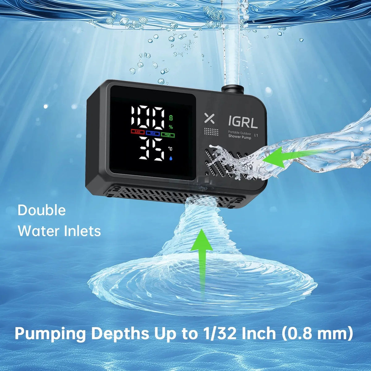 Portable Camping Shower With Rechargeable Pump And Four Spray Modes