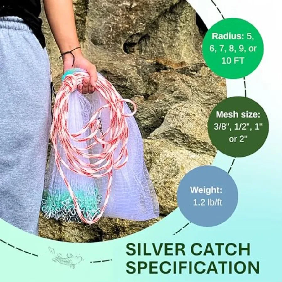 Saltwater Fishing Cast Net With Chain Bottom