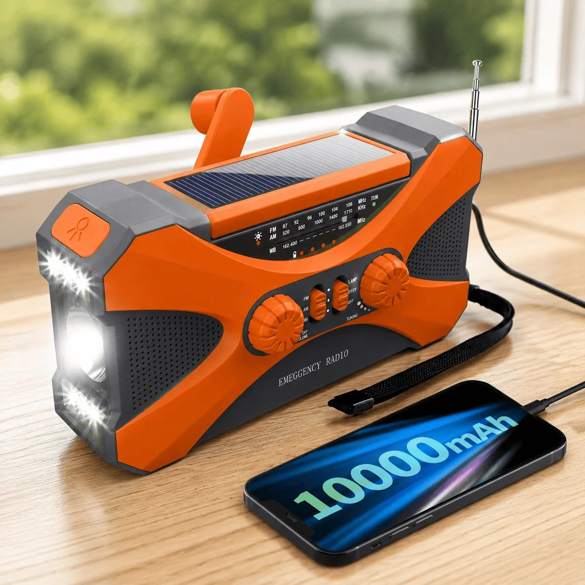 Stonego Emergency Radio Solar Hand Crank 10000mAh NOAA Power Bank