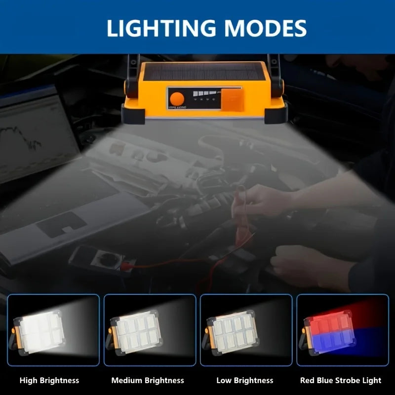 Morglad Rechargeable LED Solar Work Light for Camping and Emergencies