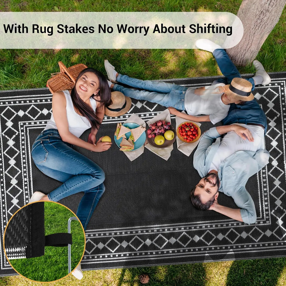 TWISTER.CK Waterproof Reversible Outdoor Plastic Patio Rug