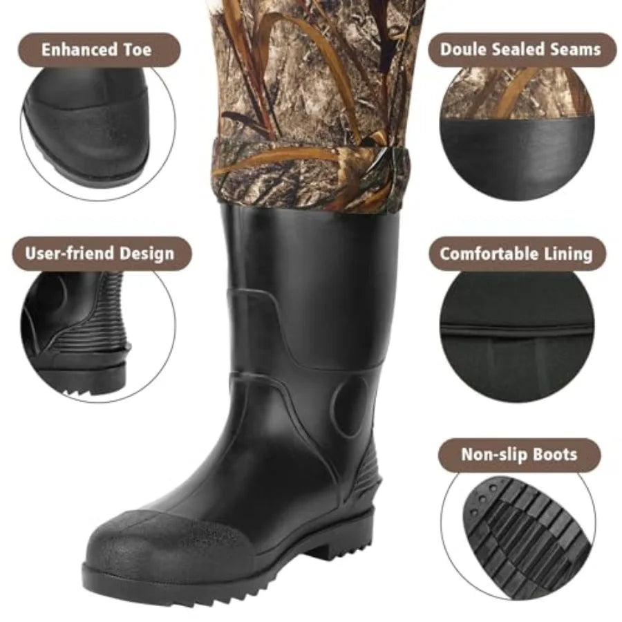 Waterproof Neoprene Chest Waders With Boots For Fishing And Hunting