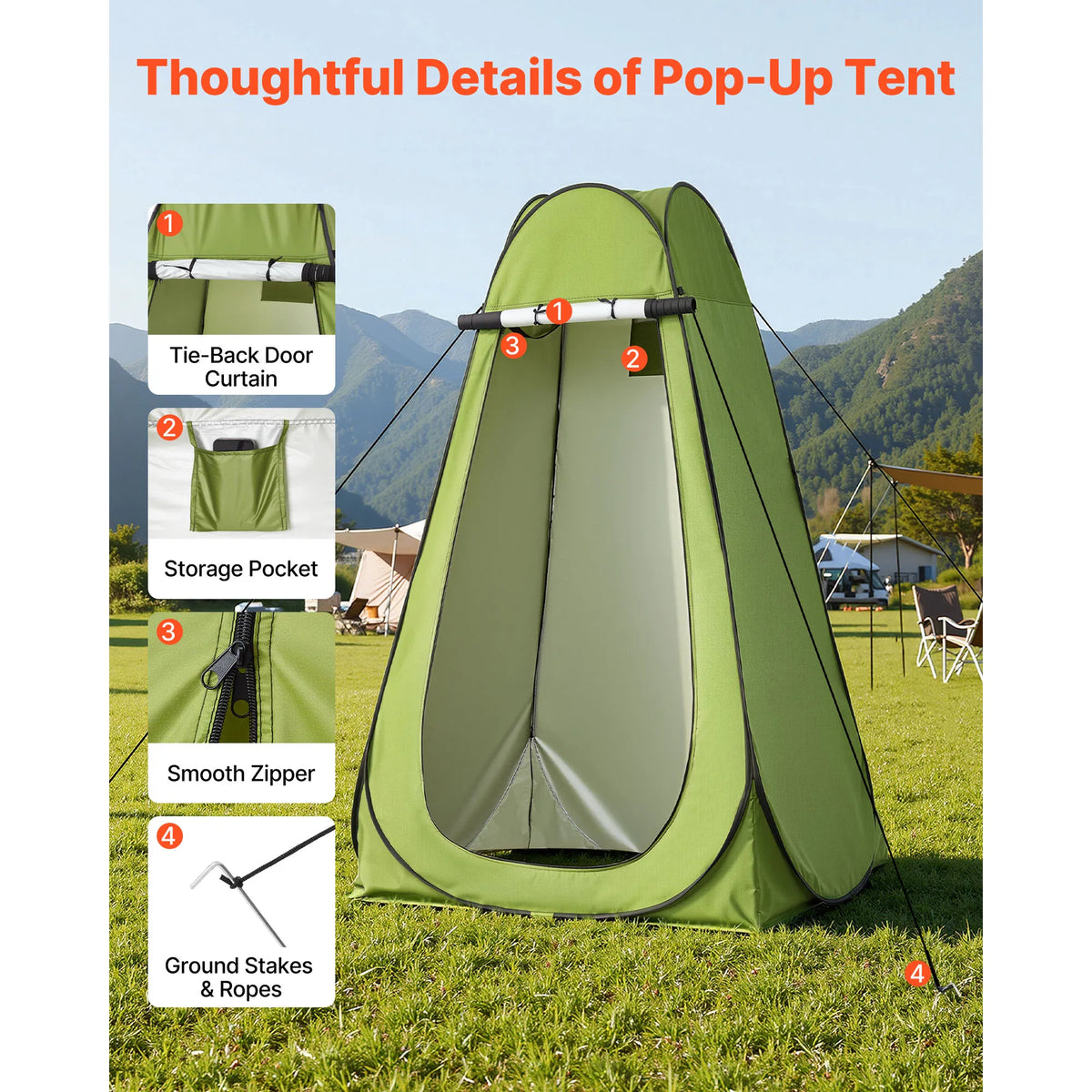 SucceBuy Portable Camping Toilet Kit With Pop Up Tent