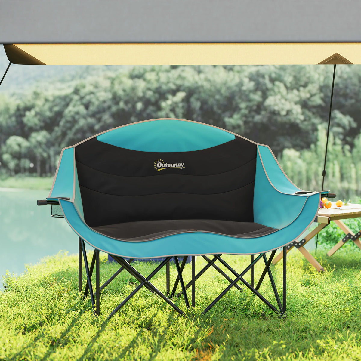 Outsunny Double Padded Folding Camping Chair For Adults