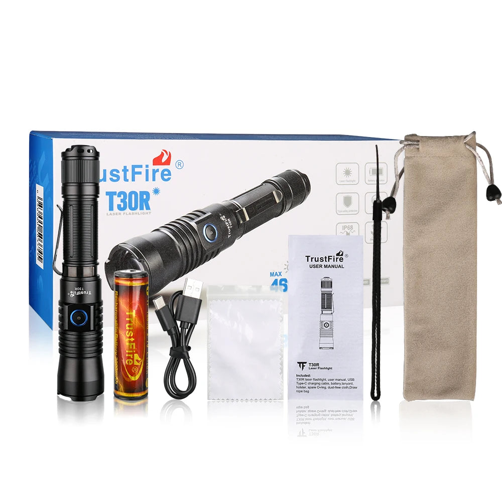 TrustFire T30R Tactical Rechargeable LED Flashlight With Laser