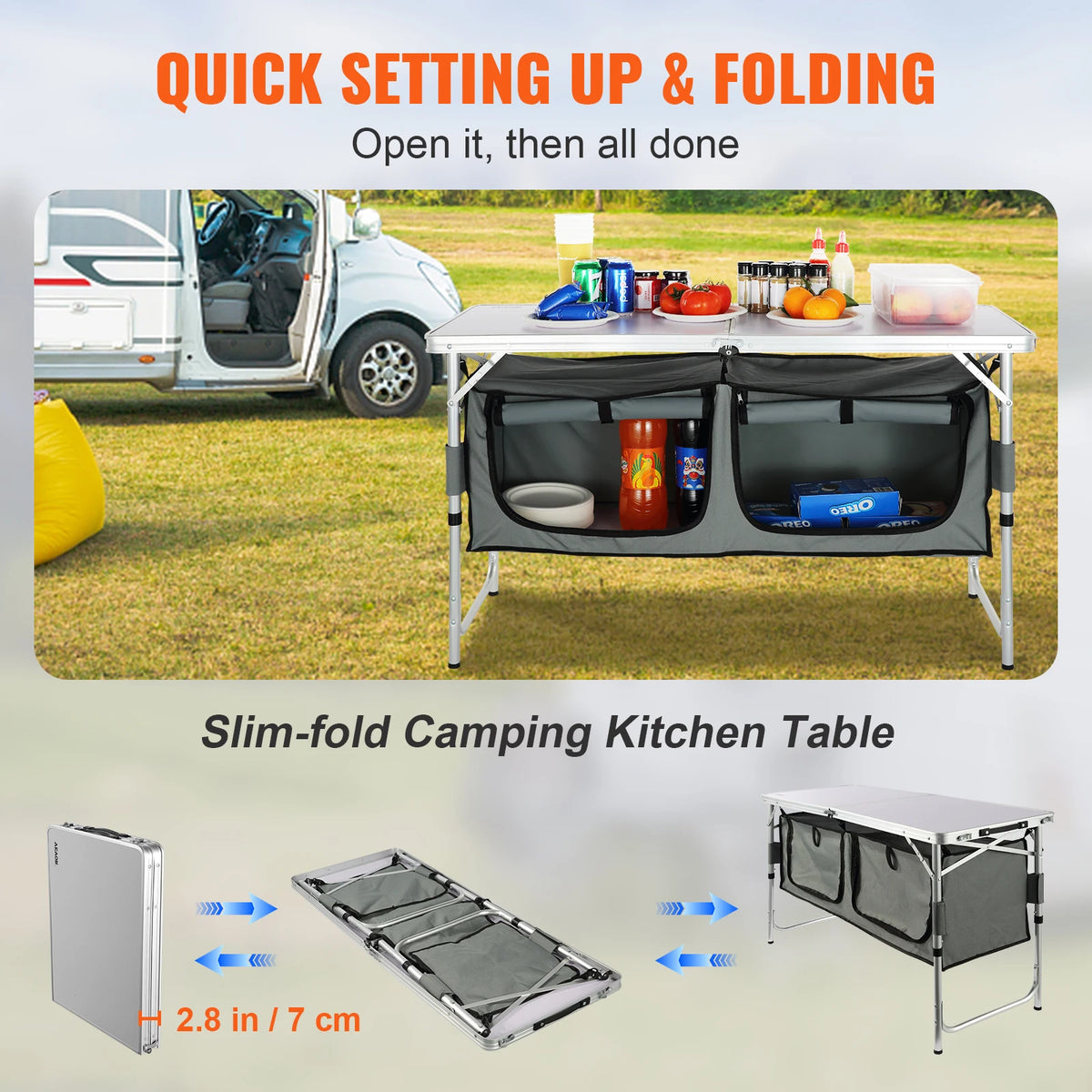 VEVOR Quick Setup Folding Camping Kitchen Table