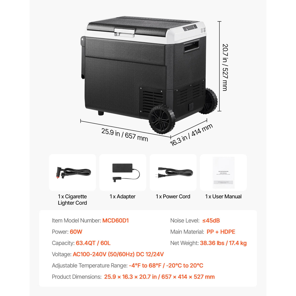 SucceBuy Portable Car Refrigerator With Wheels For Camping