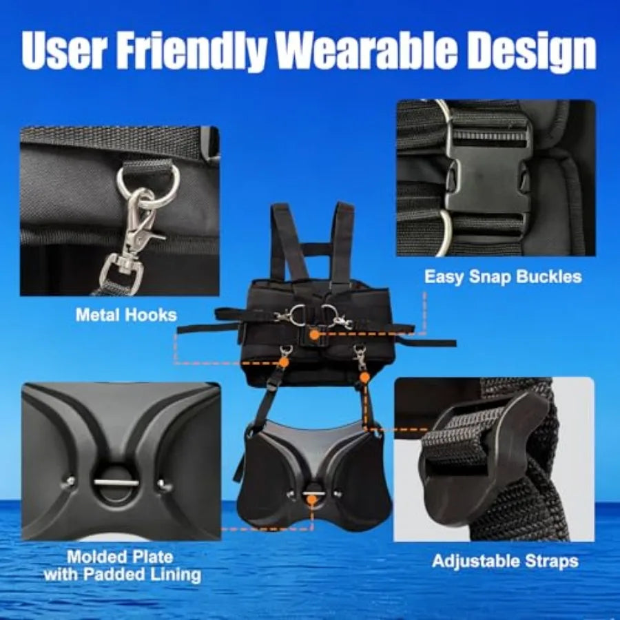 Fishing Belt and Shoulder Harness Set With Rod Locking Buckle