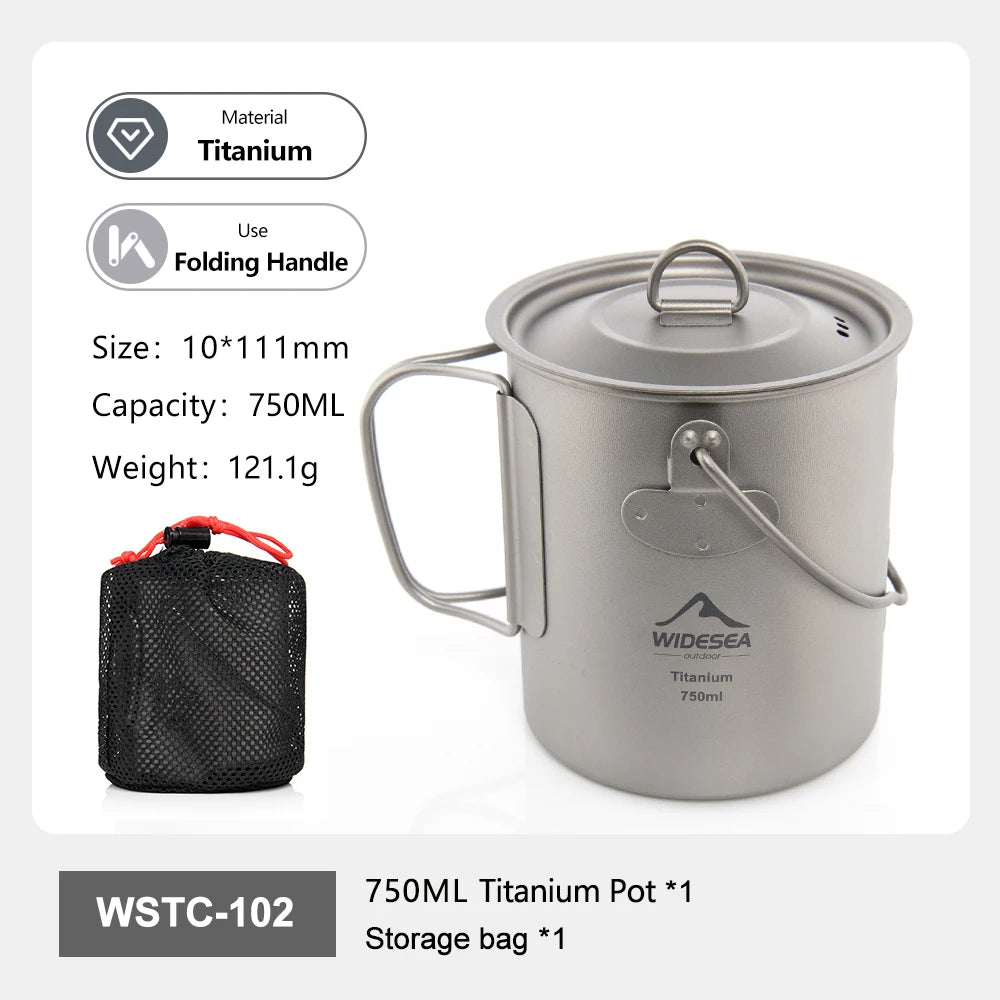 Widesea Titanium Camping Cup With Foldable Handle