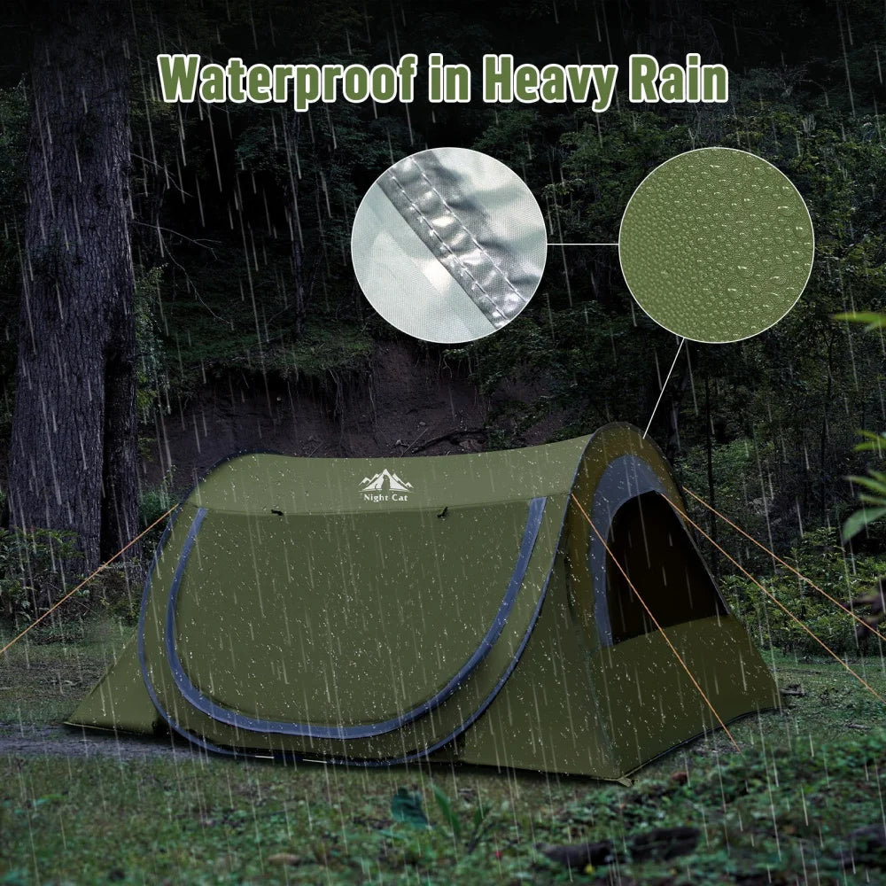 Night Cat Pop Up Tent With Mosquito Net Waterproof Camping Shelter