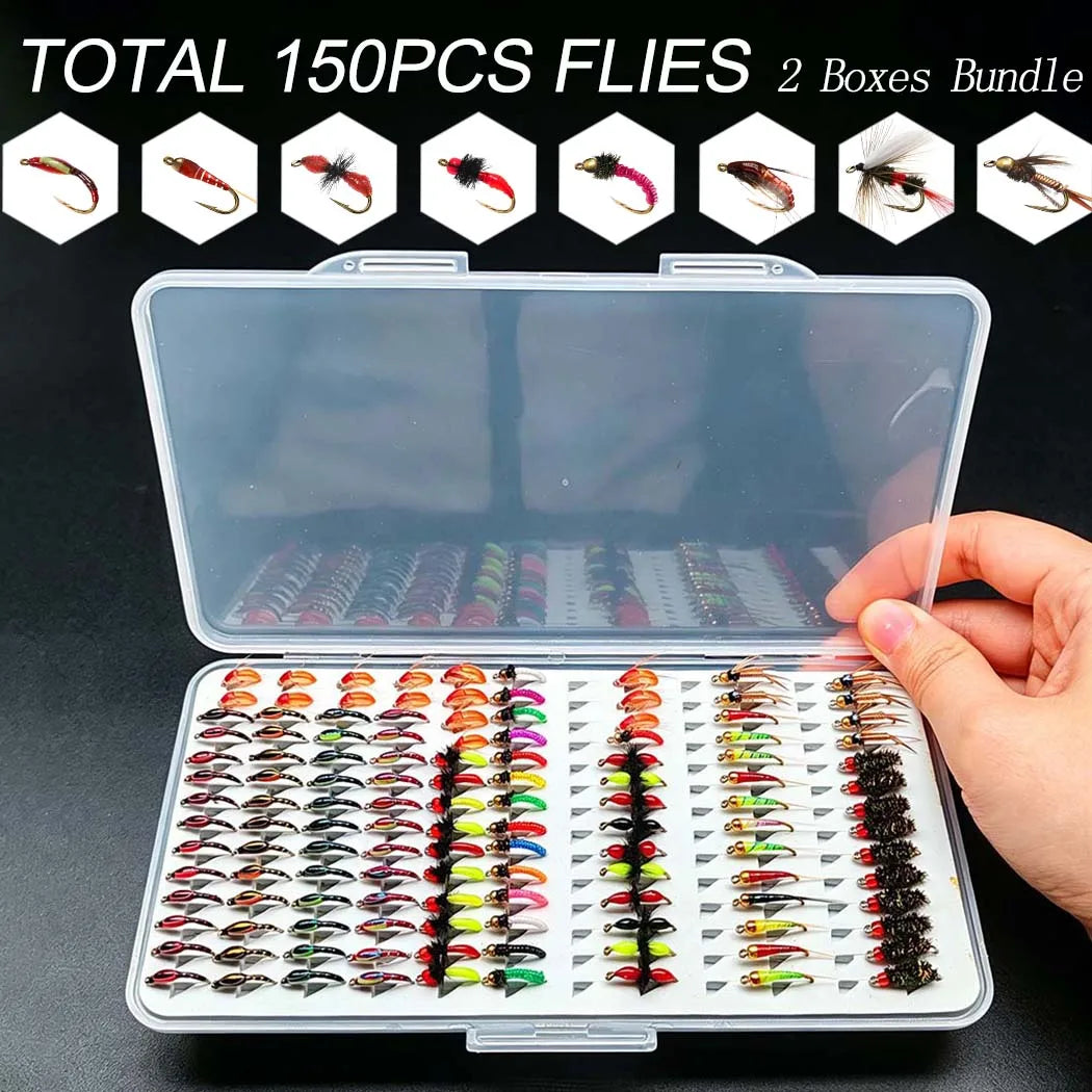 Fly Fishing Flies for Trout and Salmon With Storage Boxes