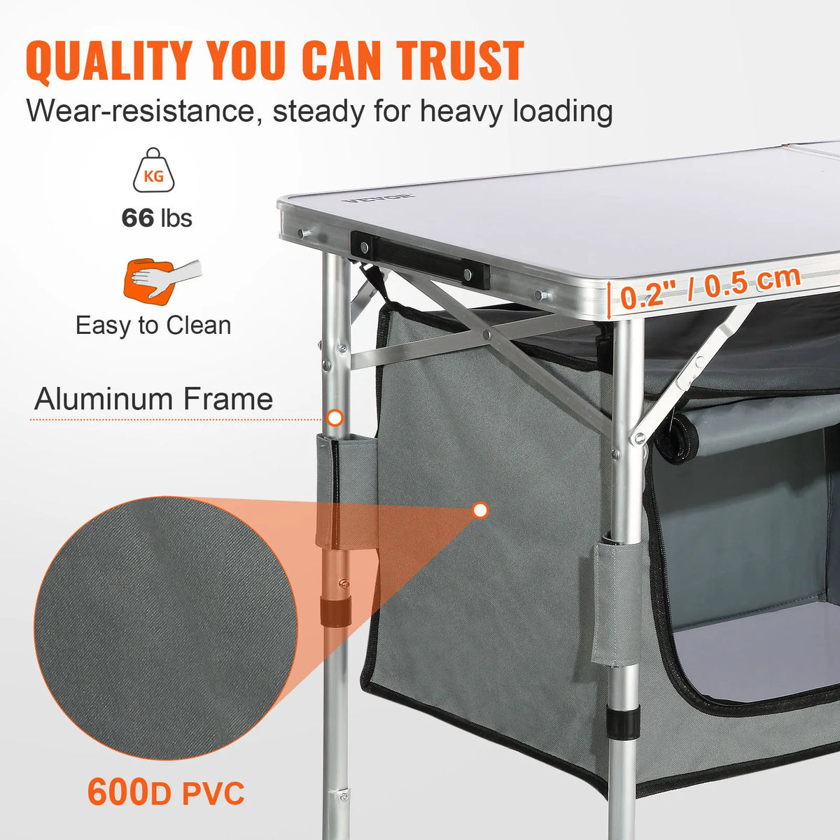VEVOR Quick Setup Folding Camping Kitchen Table