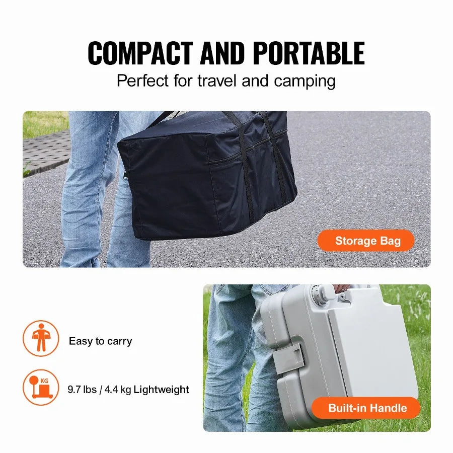 Portable Camping Toilet with Carry Bag and Pressurized Flush