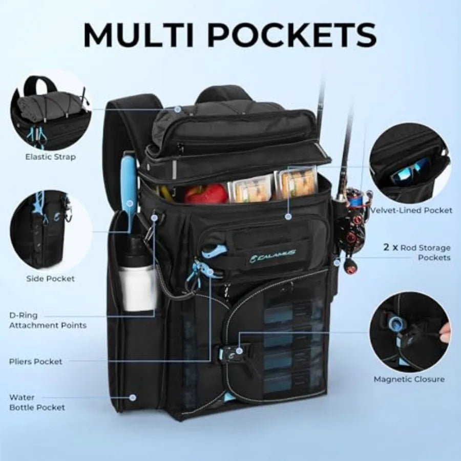 GearMaster Fishing Tackle Backpack With Bait Binder