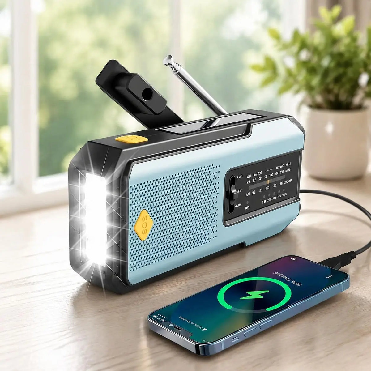 STONEGO Emergency Solar Hand Crank NOAA Weather Radio